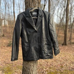 Clio Black Leather Blazer